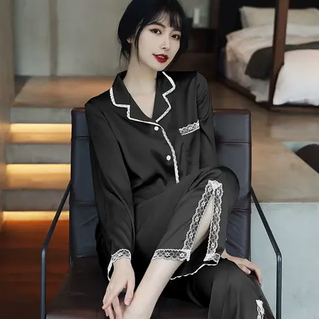 睡衣女春秋夏季冰丝薄款2023新款网红爆款ins风高级感家居服套装图片