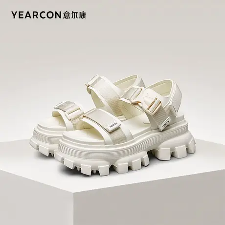 意尔康女鞋夏季女士老爹凉鞋外穿厚底海边沙滩鞋运动休闲魔术贴图片
