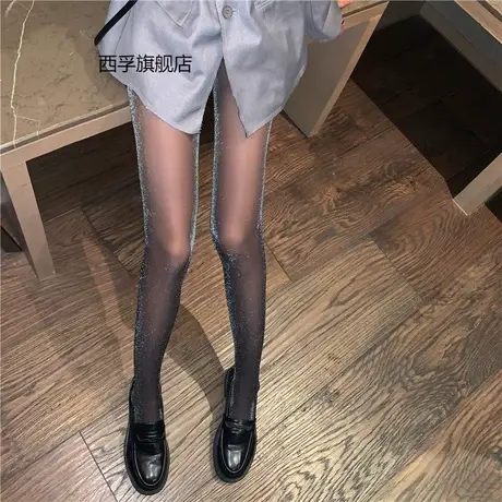 亮丝袜薄款反光泽银葱防勾丝银丝半透性感夜店蹦迪袜舞蹈裤袜女薄商品大图