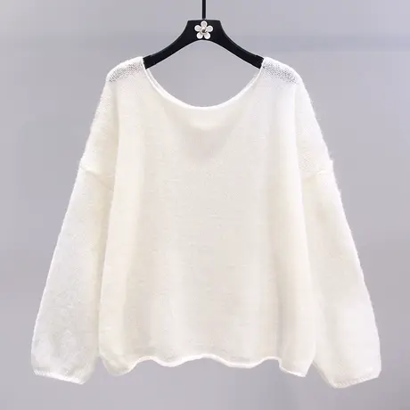 软糯薄款长袖针织衫女夏季2023新款宽松慵懒风高级感防晒镂空毛衣图片