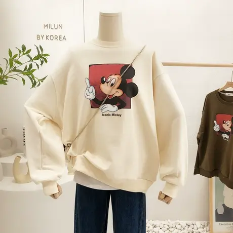 Chic复古慵懒休闲上衣2022早春季新款韩国东大门小众设计感卫衣女图片