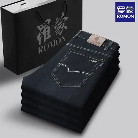 罗蒙牛仔裤男款春秋季新款直筒宽松百搭中年男士商务休闲长裤子图片