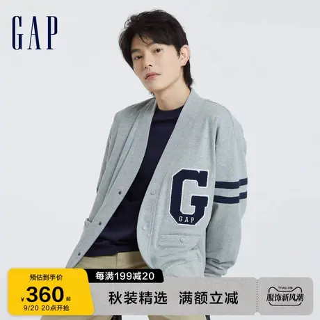 Gap男女装秋季2023新款LOGO宽松法式圈织软卫衣762382学院风上衣图片