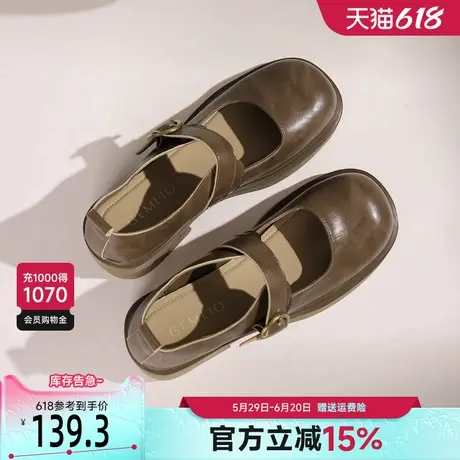 戈美其日系单鞋女春季透气2025新款复古软底配裙子一字带玛丽珍鞋商品大图