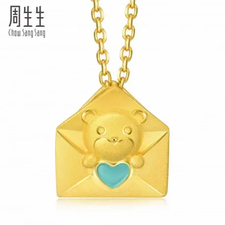 周生生黄金足金情书小熊吊坠黄金挂坠送礼坠子91994P定价商品大图