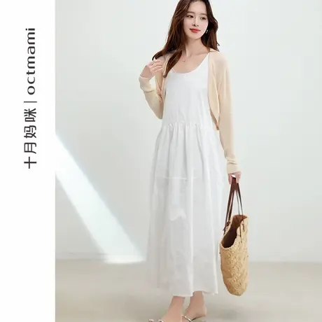 十月妈咪孕妇连衣裙2025新款夏季薄款外穿简约无袖宽松显瘦背心裙图片
