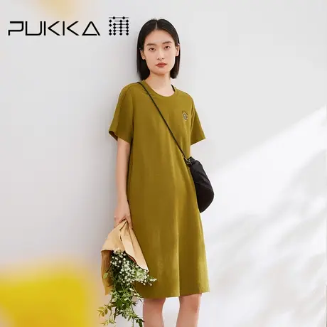 蒲PUKKA 山系轻运动风H型连衣裙夏季新品针织休闲T恤裙图片