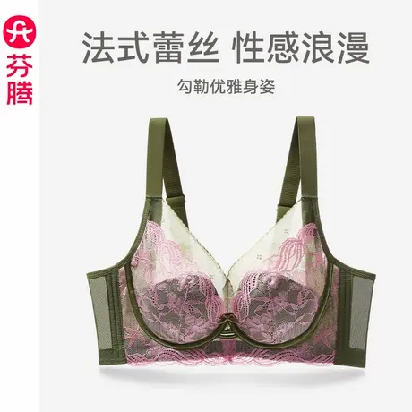 芬腾内衣女上托舒适聚拢大胸蕾丝文胸性感薄款透气记忆钛软圈胸罩图片