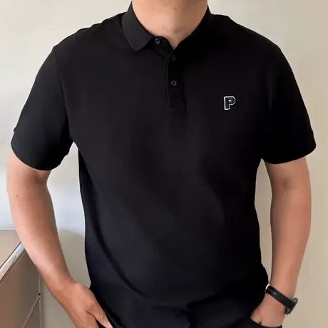 大依无忧大码男装夏新款P字母胖子加肥加大男士短袖POLO衫翻领T恤商品大图