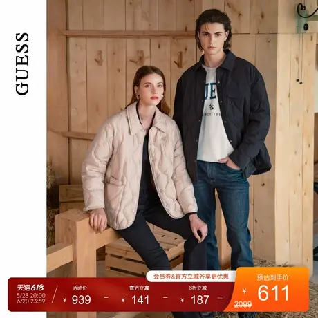 GUESS男士商务时尚纯色翻领短款羽绒服-X4PN09W55R0商品大图