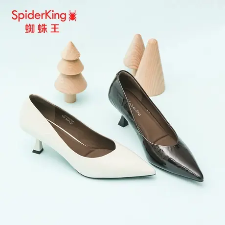 SPIDER KING/蜘蛛王高跟鞋女真皮2025春商场新款漆皮简约浅口细跟图片