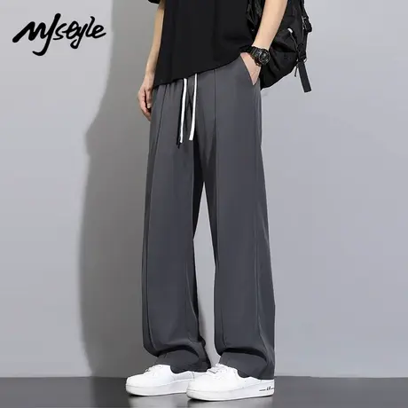 MJ STYLE男士夏季薄款2025新款宽松垂感直筒裤百搭西装裤男生长裤商品大图