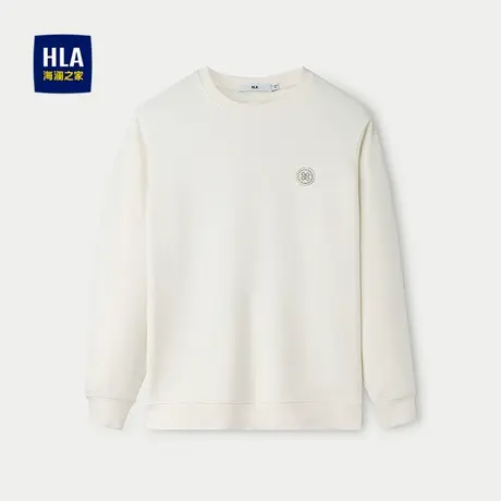 HLA/海澜之家圆领长袖T恤2025春夏新款时提花肌理微弹休闲长t男商品大图