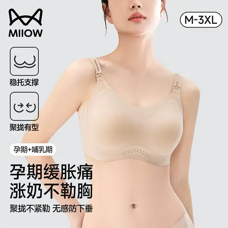 猫人哺乳内衣夏季薄款产后喂奶专用聚拢防下垂怀孕期凉感胸罩文胸商品大图