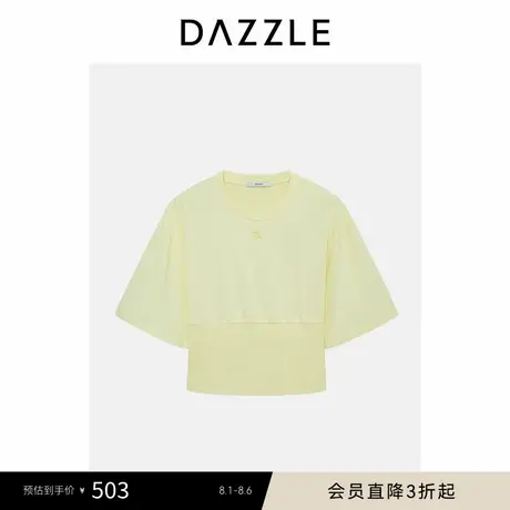 DAZZLE地素奥莱短袖T恤夏季浅黄色短袖t恤商品大图
