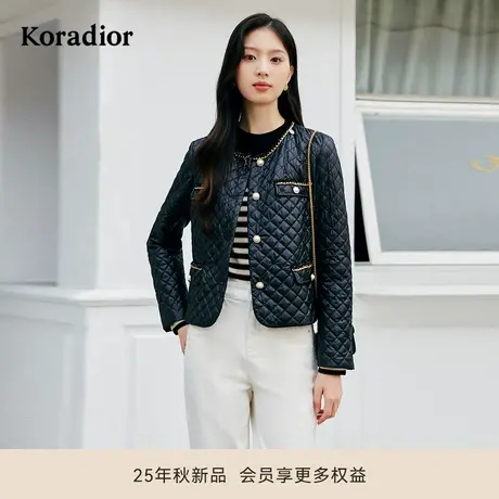 珂莱蒂尔秋季款气质通勤立领菱格棉服短外套女轻薄上衣商品大图