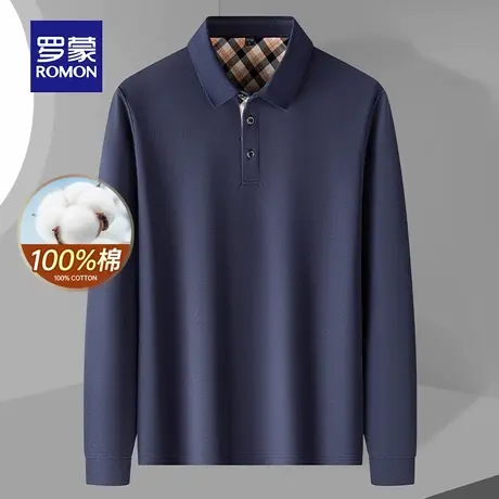 【纯棉】罗蒙男士商务长袖POLO衫2025秋季新款潮流百搭亲肤T恤男图片