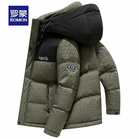 罗蒙加厚加绒保暖羽绒服男士冬季短款2025新款连帽防寒白鸭绒外套商品大图