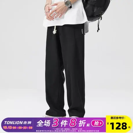 唐狮23春秋新款运动裤男士阔腿裤卫裤子宽松灰色休闲裤子男潮牌商品大图