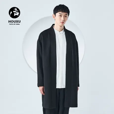 后序毛呢大衣男中长款中式开衫汉服羊毛外套呢大衣加厚中国风男装图片