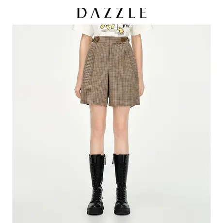 DAZZLE地素奥莱 金属皮袢格纹百慕大休闲裤中裤女2D1Q2023N商品大图