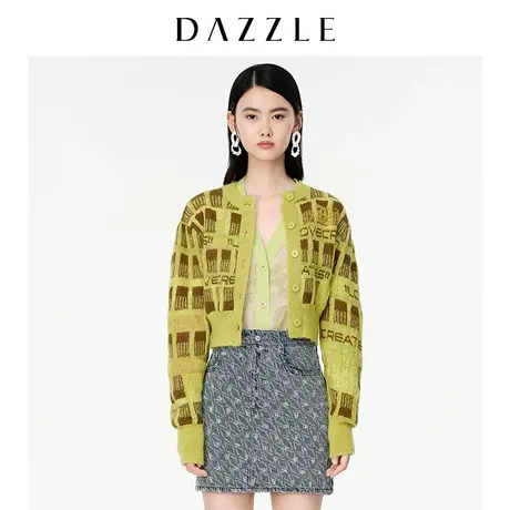 【昕怡粉丝专享】DAZZLE地素奥莱 串珠刺绣提花针织长袖开衫毛衣图片