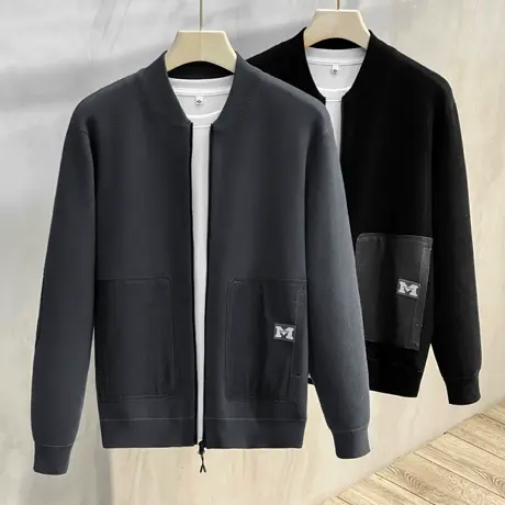 男士针织衫外套春秋季2023新款拉链外穿韩版潮流毛衣开衫男装夹克商品大图