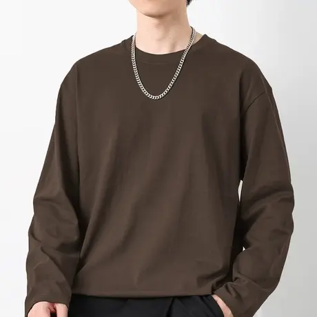 260g美式重磅纯棉长袖t恤男秋冬内搭打底衫全棉秋衣小衫纯色体恤商品大图