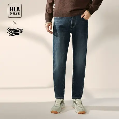 HLA/海澜之家SPRINTING SMILE系列牛仔裤23秋季新款五袋刺绣裤子商品大图