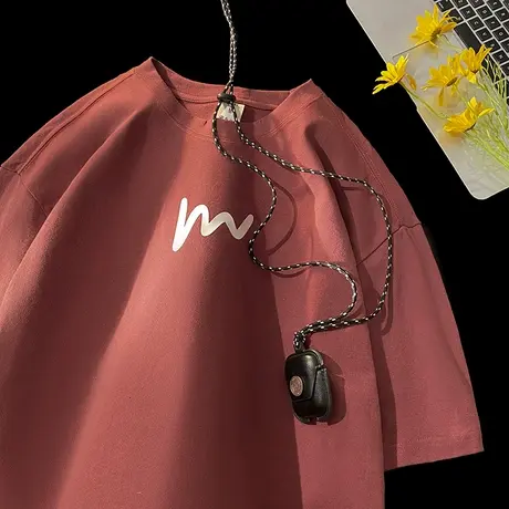 短袖t恤男夏季2024新款纯棉宽松休闲半袖潮流简约时尚百搭上衣服商品大图