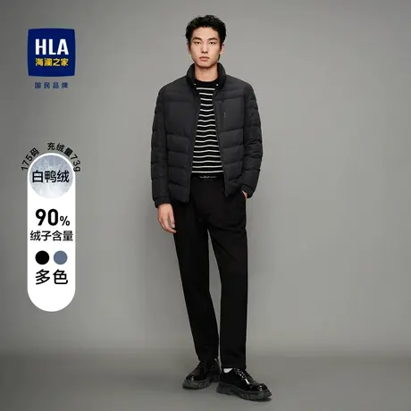 HLA/海澜之家2023纯色羽绒服鸭绒温暖蓬松立领轻薄外套男商品大图