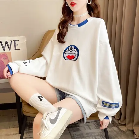 早秋卫衣女春秋季韩版宽松百搭学生薄款假两件上衣ins可爱外套潮图片