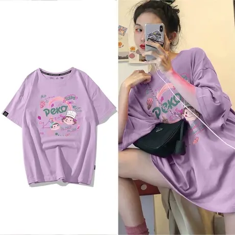 不二家oversize宽松T恤女短袖2021夏季大码韩版半袖纯棉上衣ins潮商品大图