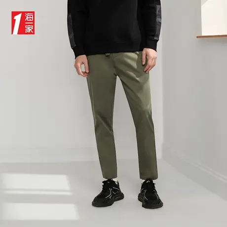 海一家时尚腰带长裤2023秋季新款直筒舒适简约日常男士休闲裤图片