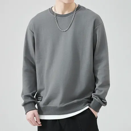 男款早春假两件圆领卫衣春秋款潮牌重磅长袖上衣2024新款春季男装商品大图