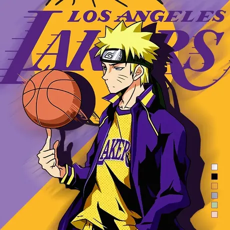 秀洛火影忍者联名湖人鸣人詹姆斯t恤男短袖潮牌超火篮球衣服体桖商品大图