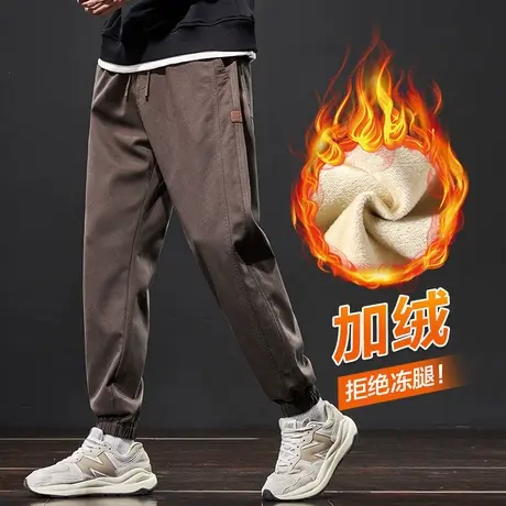 秋冬款防风加厚工装冬季男士束脚保暖防寒休闲裤子冬天男装加绒裤商品大图