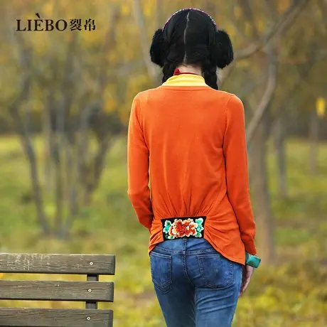 裂帛复古拼接假两件针织开衫女2024春新小个子原创设计热力感上衣商品大图