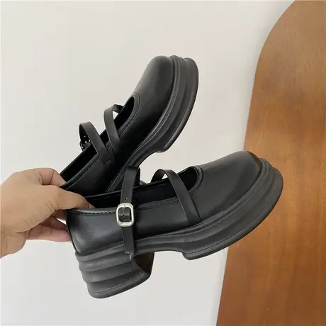 jk百搭棕色圆头厚底小皮鞋女2024新夏季复古英伦风日系玛丽珍单鞋图片