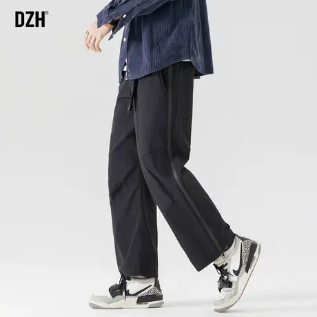 男士褶皱休闲裤男春季美式裤子男款侧边开叉工装冲锋裤休闲裤长裤商品大图