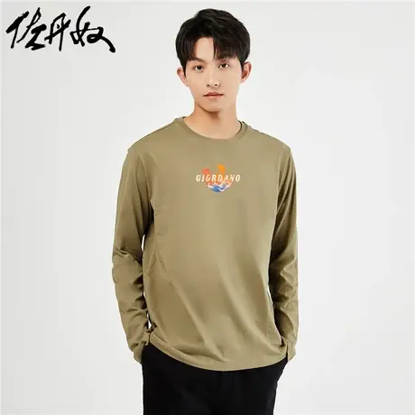 佐丹奴联名t恤男新款纯棉新年潮牌国潮风印花长袖上衣男91094009商品大图
