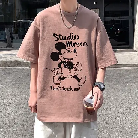 日系复古重磅短袖t恤男夏季纯棉2024新款潮牌宽松半袖情侣款上衣图片