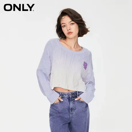 ONLY奥莱夏季时尚百搭宽松渐变圆领长袖针织衫女商品大图