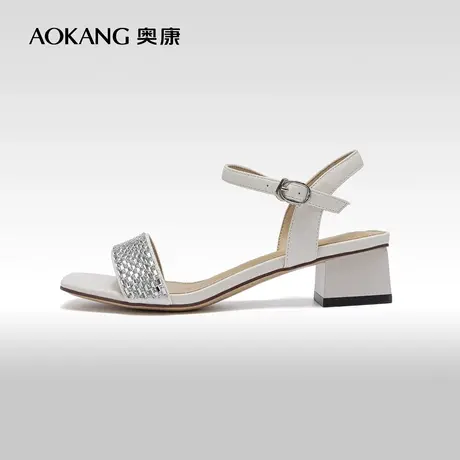 奥康女鞋 夏季新款露趾时尚时装凉鞋粗跟舒适日常气质通勤潮商品大图