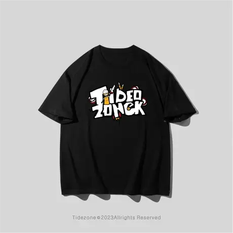 Ohlyah潮牌设计感字母印花圆领短袖T恤男女oversize百搭班服体恤图片