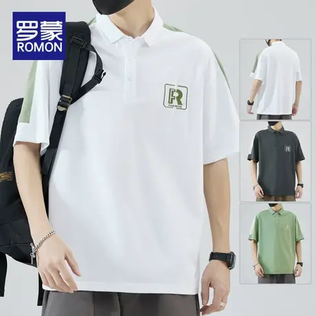 罗蒙Polo衫男夏天薄款宽松韩版时尚短袖男士休闲夏季百搭翻领t恤商品大图
