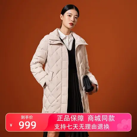 坦博尔2023年新款羽绒服女鹅绒立领商务百搭中长款冬外套TB232286图片