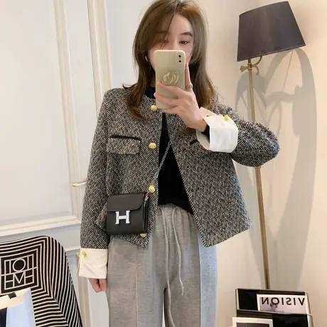 2022春季新款短款外套女装韩版时尚气质小香风设计感小众上衣女潮图片