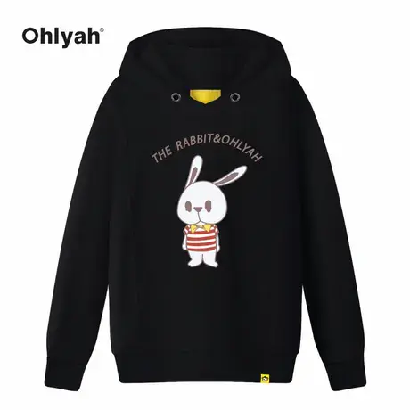 Ohlyah小兔子连帽衫外套女落肩春秋韩版bf慵懒风oversize薄款卫衣商品大图