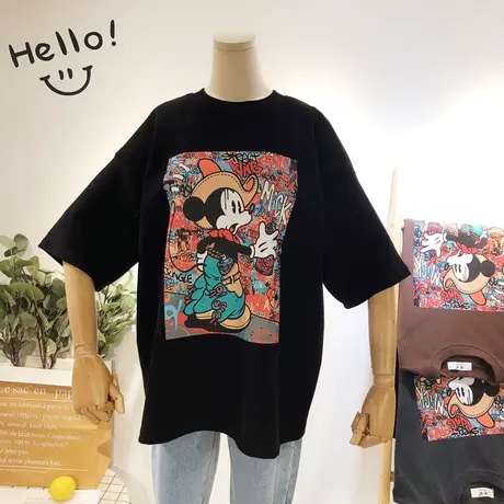 磨毛加厚半袖T恤2020秋冬新款韩国东大门内搭T恤打底衫大码欧货潮商品大图